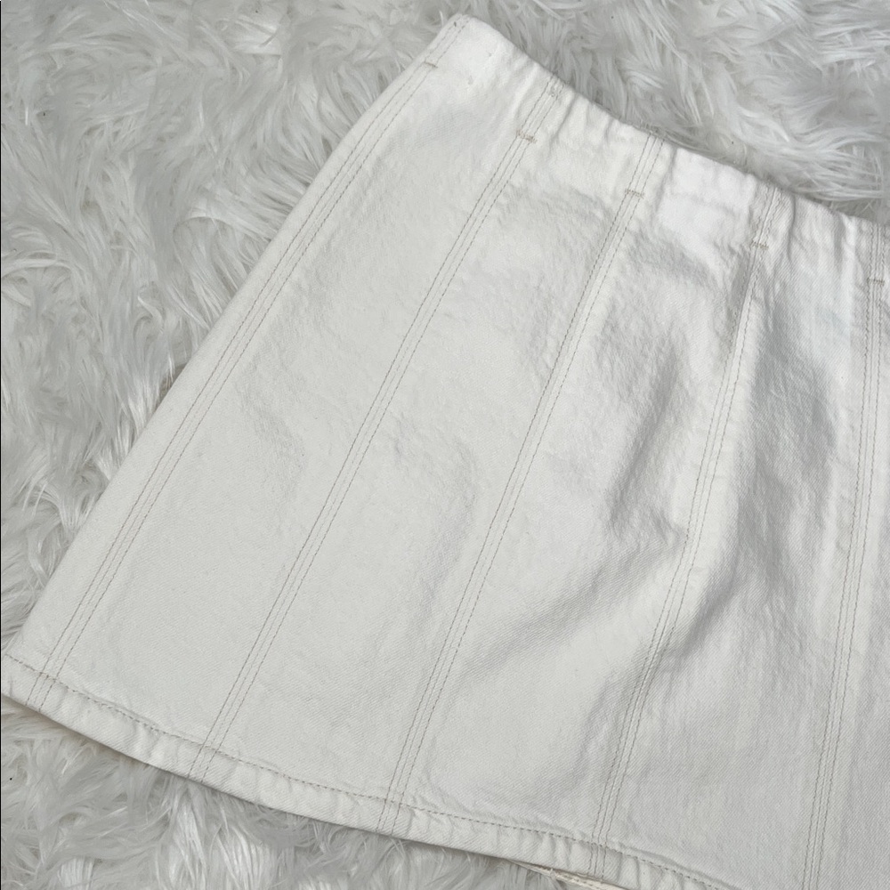 Zara White Denim Mini Skirt